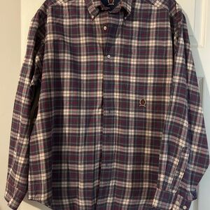 Vintage Tommy Hilfiger button down dress shirt. Red and blue plaid